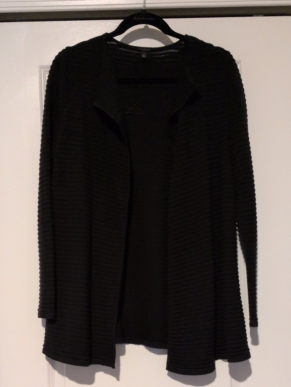 Talbots Black Ribbed Open-Front Cardigan